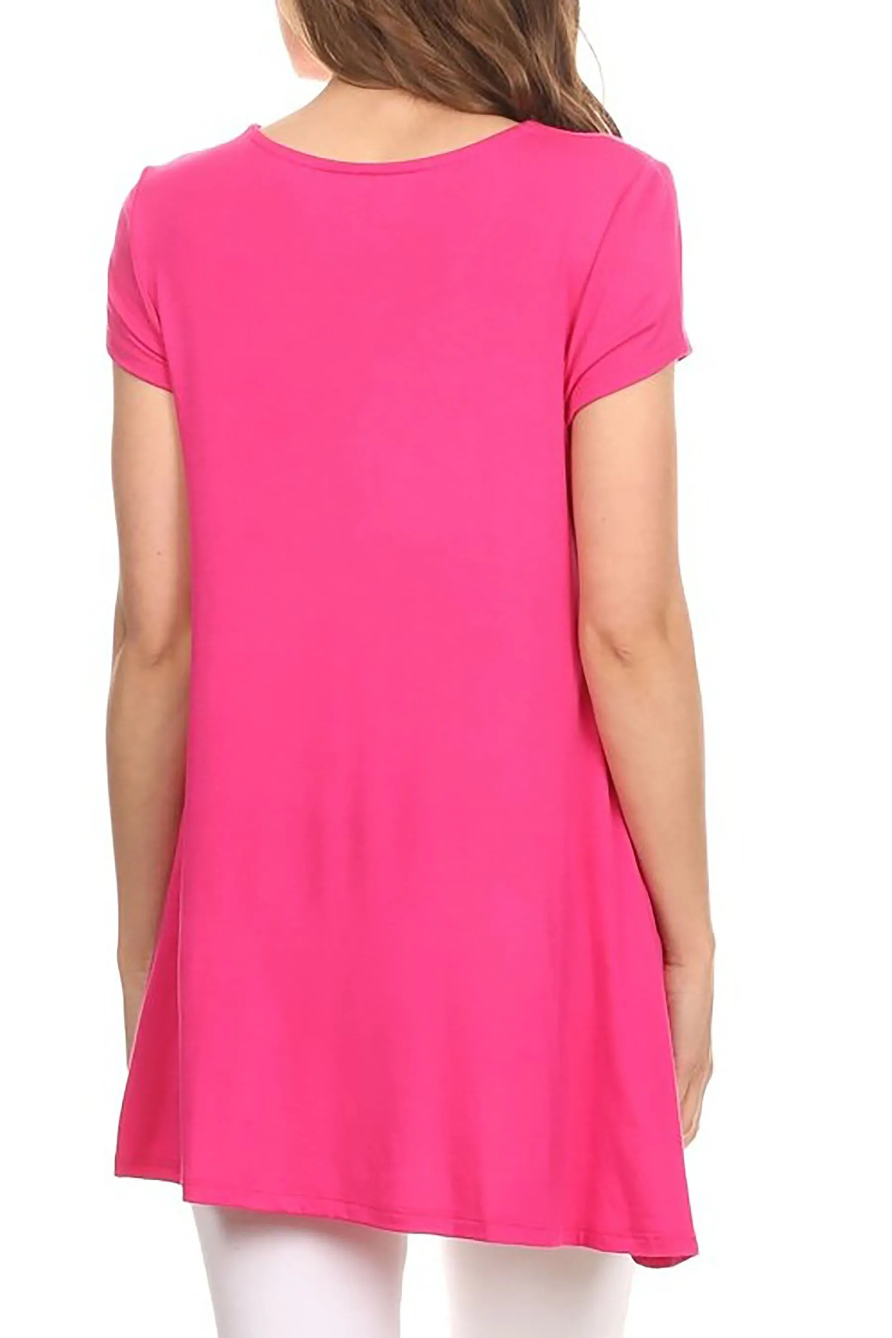 Women's Casual Short Sleeve Tunic Top With Pockets