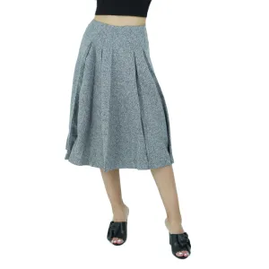 Women's Pleated Flare Midi Skirt,Grey