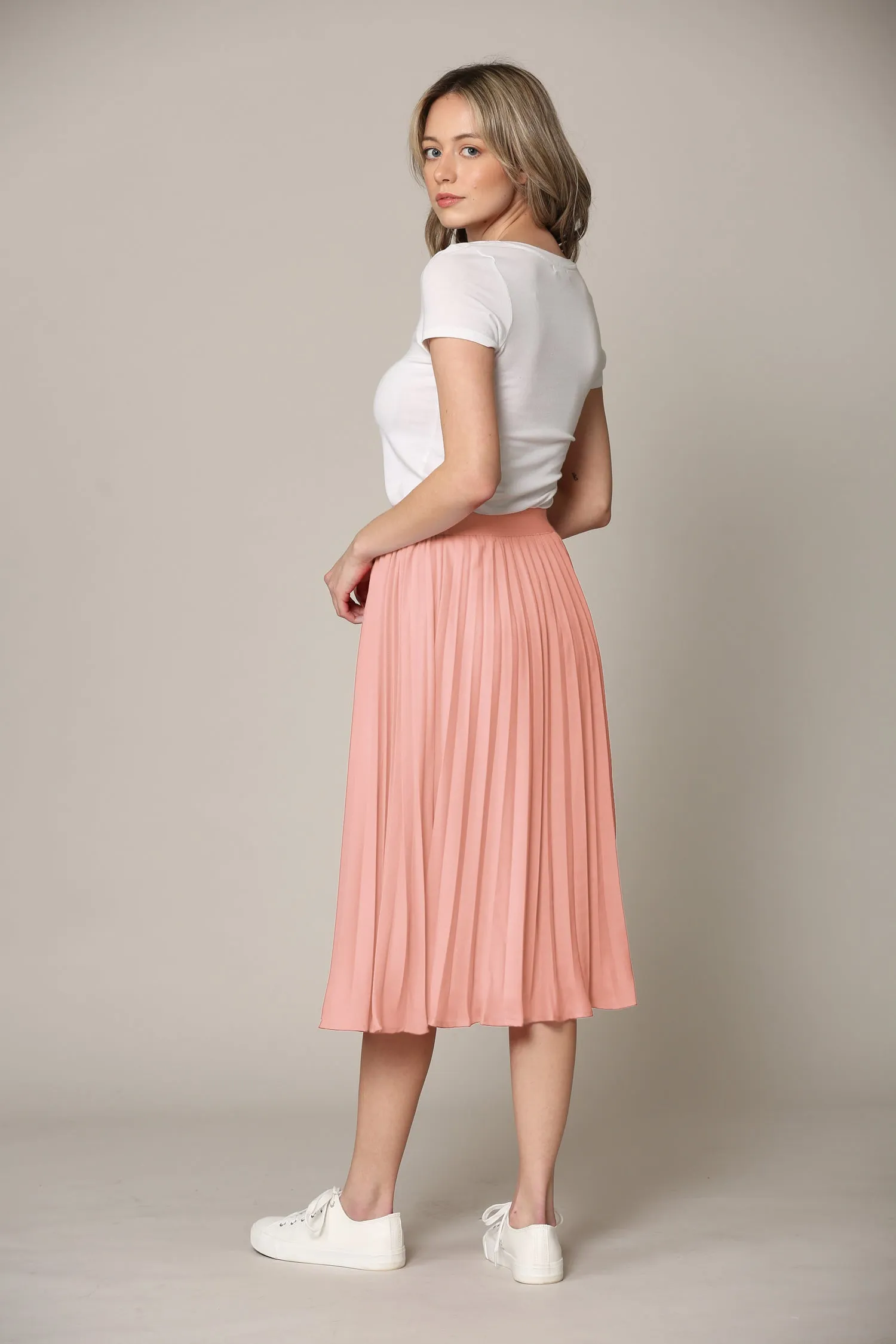 Women's Pleated Swing A-Line Midi Skirt