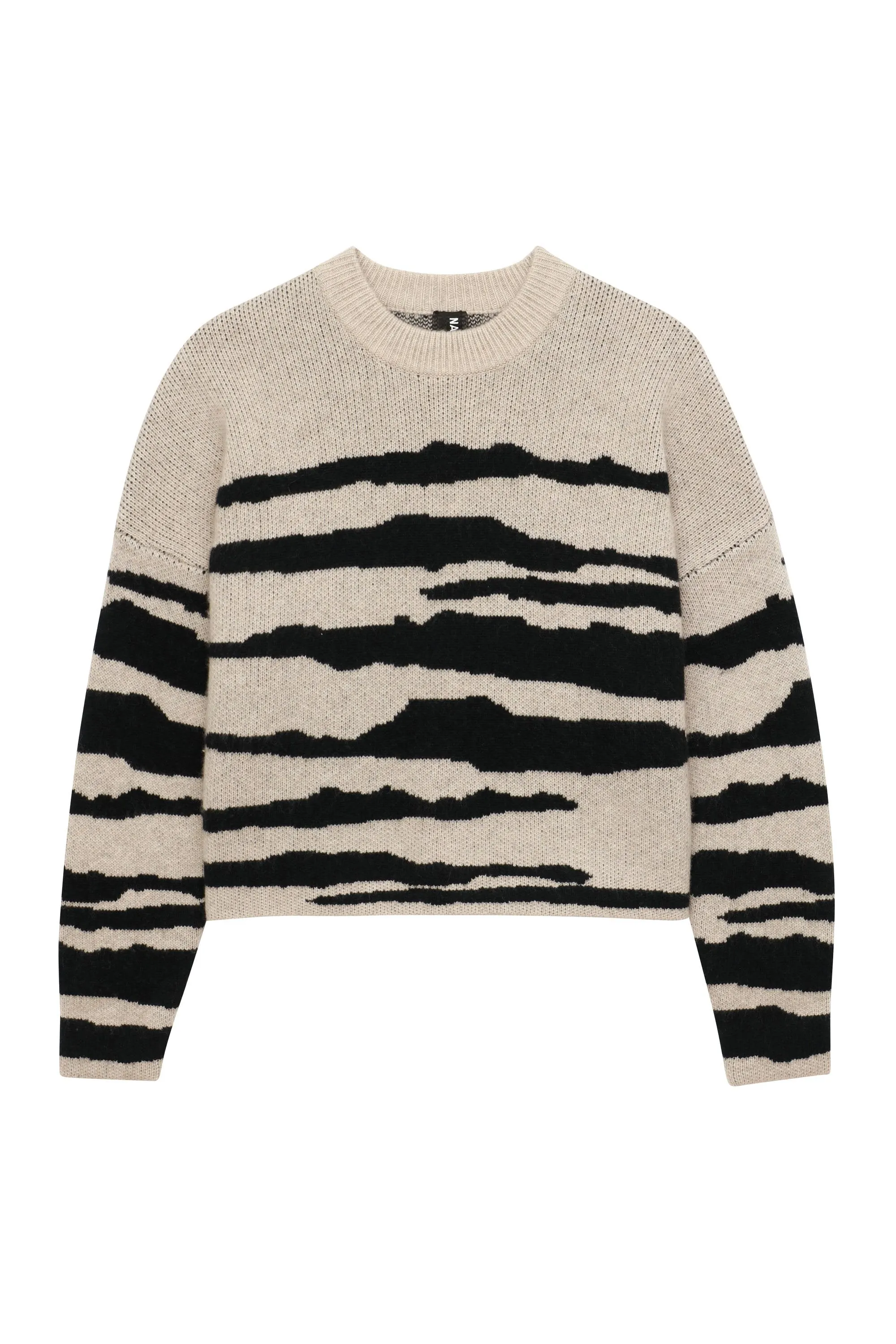 Wool Cashmere Tiger Stripe Crewneck Sweater