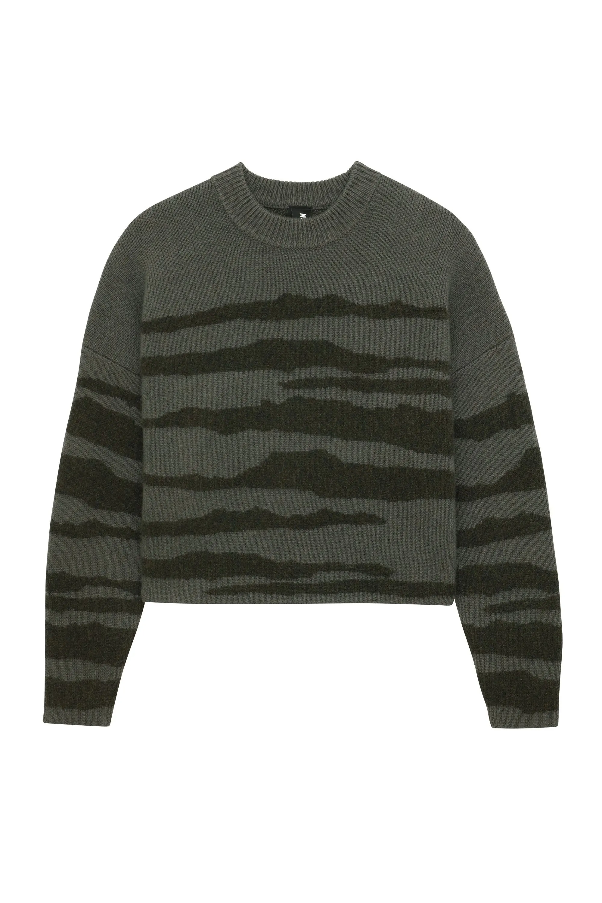 Wool Cashmere Tiger Stripe Crewneck Sweater