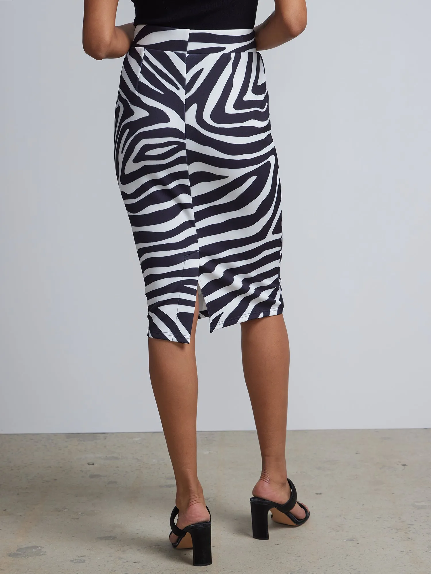 Zebra-Print High-Waisted Perfect Pencil Skirt